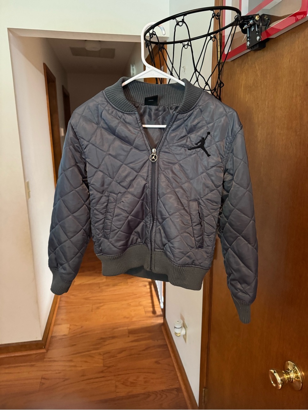 Jordan Quilted Puffer Jacket in Gray Kids